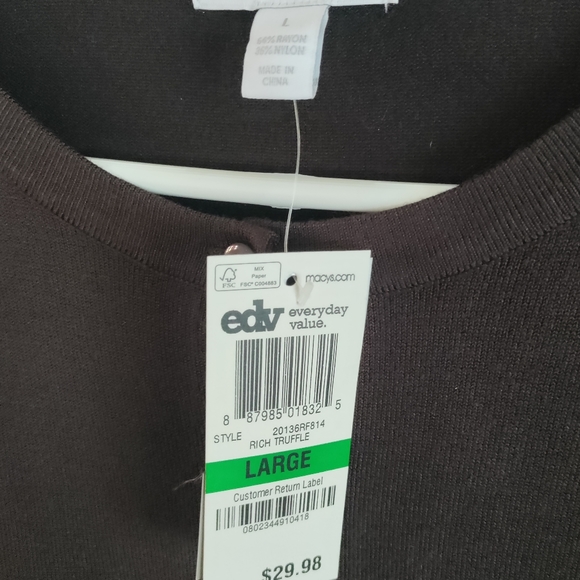 NWT Charter Club rich truffle L women's sweater - Picture 2 of 5
